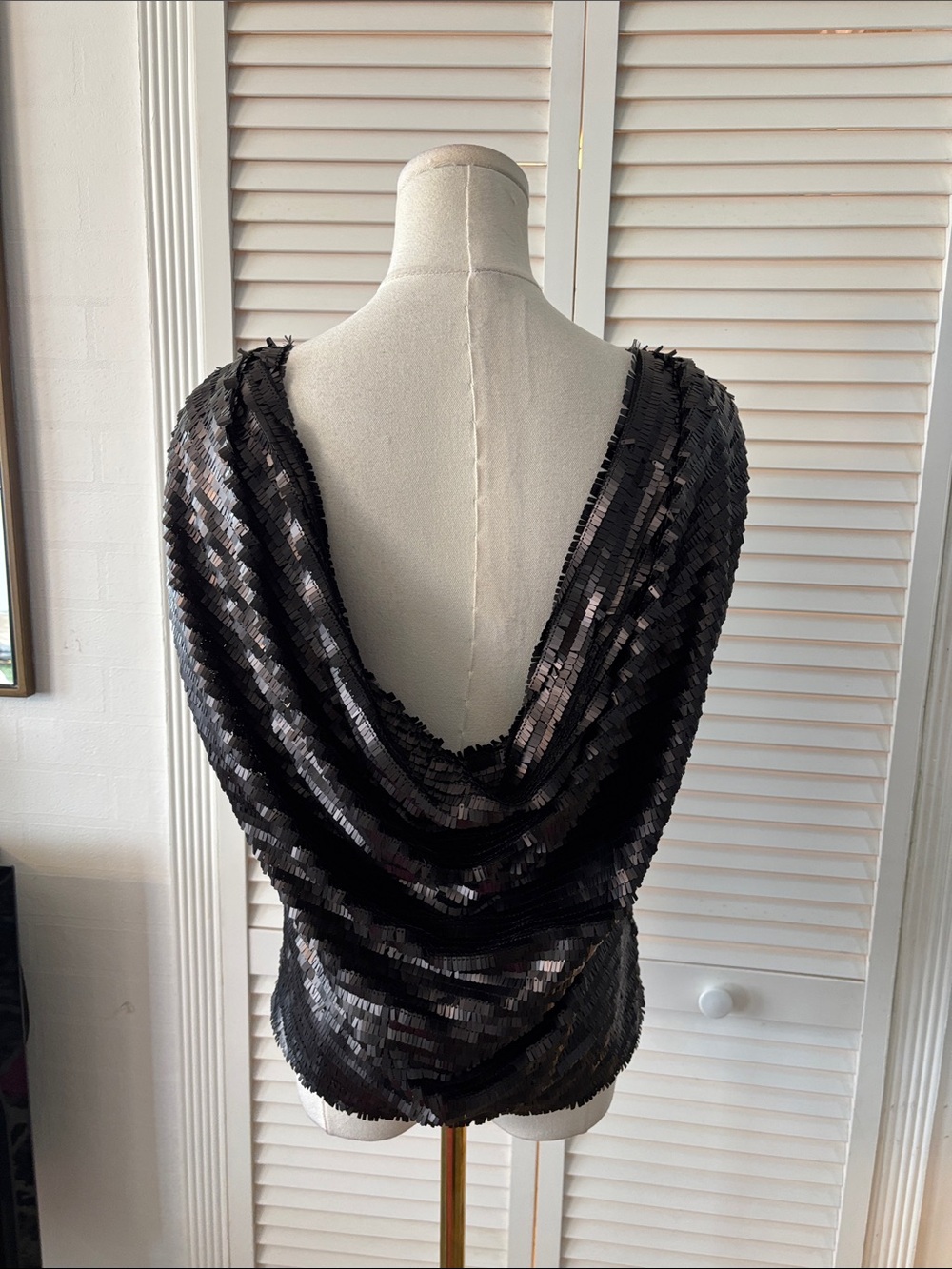 Robert Rodriguez Black Sequin Tank Top, US0